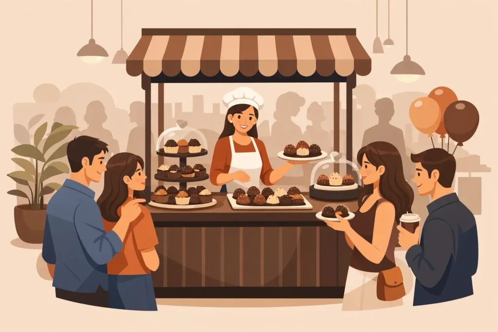 Brigadeiro gourmet para stand que atrai público