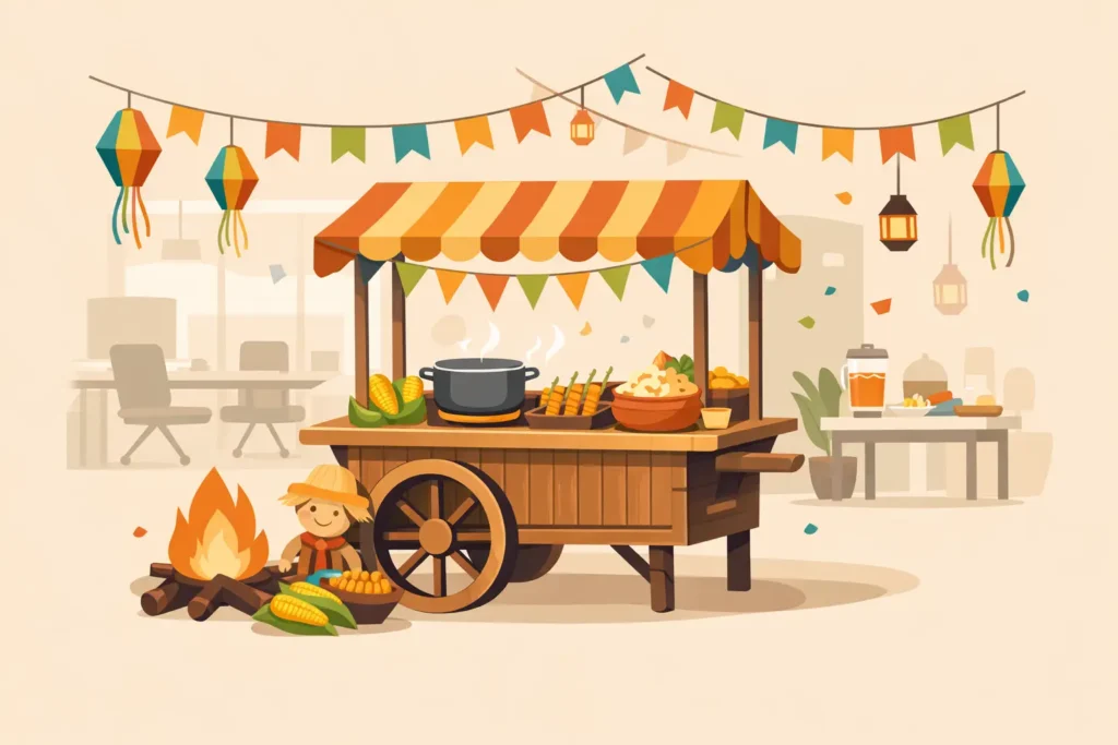 Carrinho junino para festa corporativa