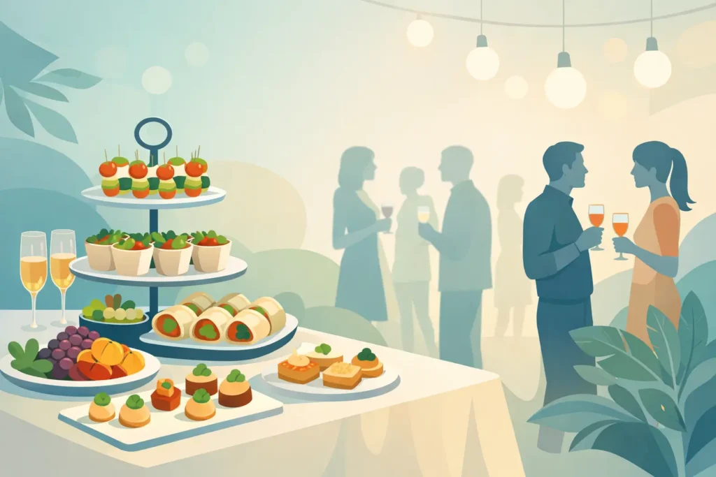 Comidas leves para recepção de eventos