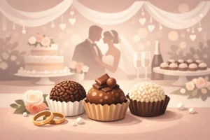 Brigadeiro gourmet no casamento com charme