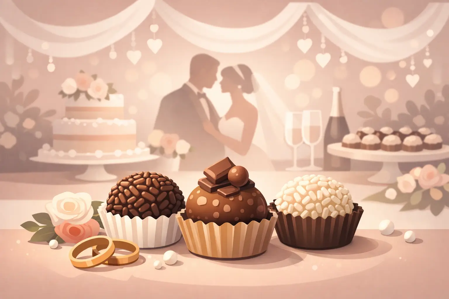 Brigadeiro gourmet no casamento com charme