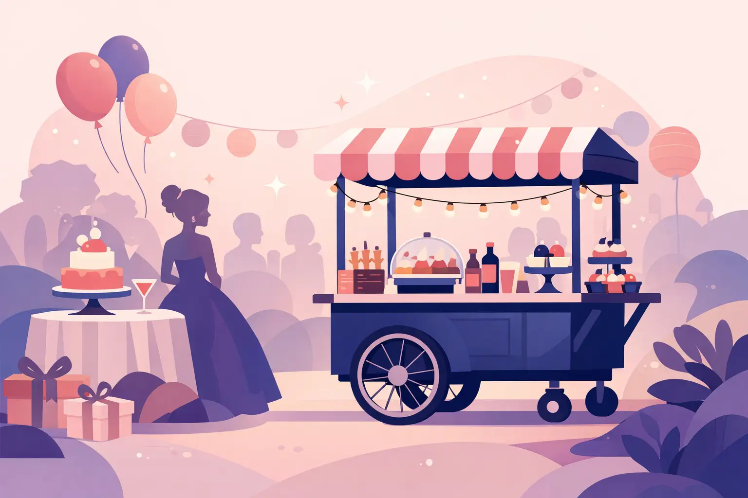 Carrinho gourmet para festa de 15 anos Carrinho gourmet para festa de 15 anos