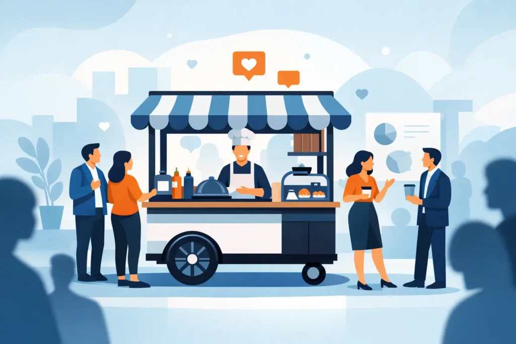 Carrinho gourmet para stand e engajamento imediato