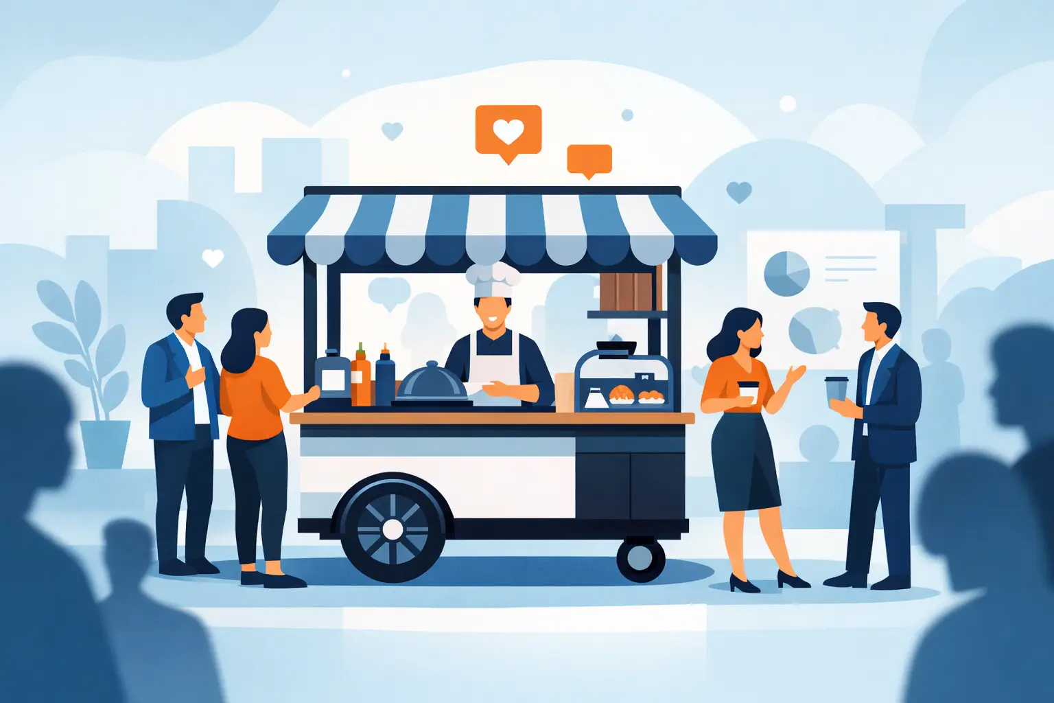 Carrinho gourmet para stand e engajamento imediato