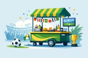 Carrinho gourmet personalizado para ação de Copa