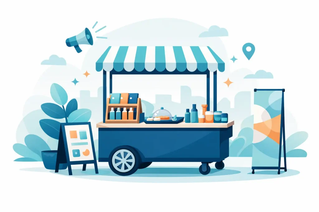 Carrinho expositor de produtos para ativações