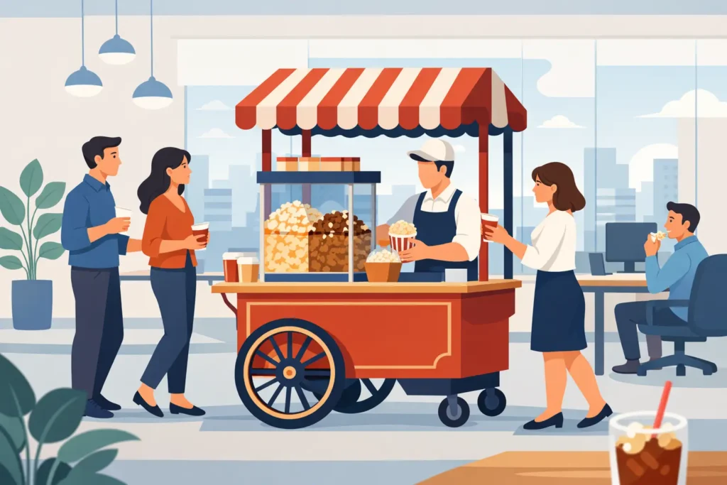 Ações de endomarketing: carrinho de pipoca gourmet