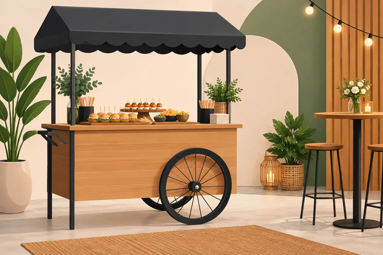 Como unir carrinho gourmet e decoração em fotos